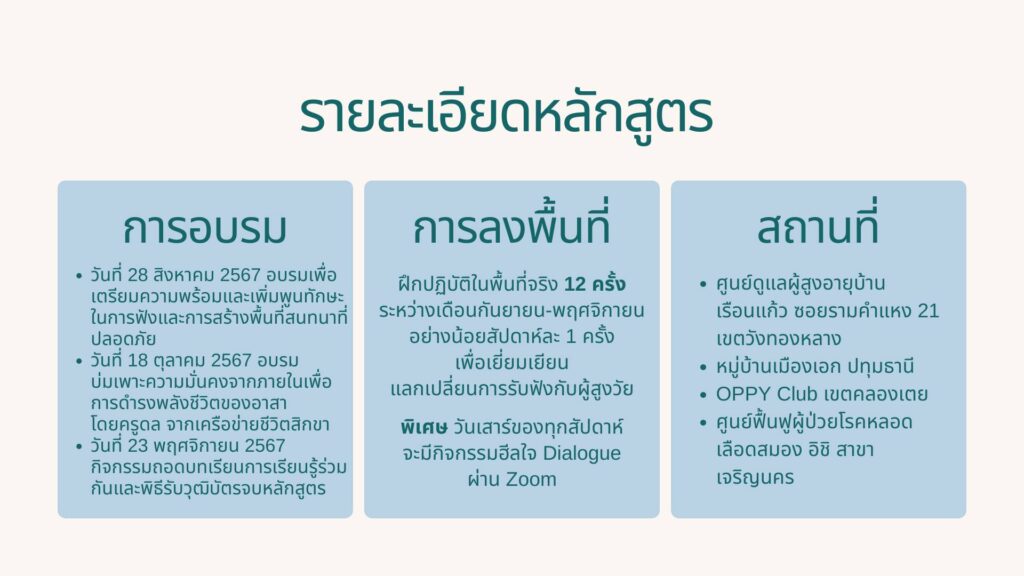 อาสานักฟัง - รายละเอียดหลักสูตร